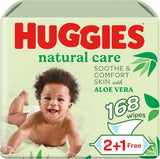 Huggies Natural Aloe Vera Baby Wipes - Pack of 3 (168 Wipes)