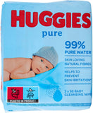 Huggies Baby Wipes 99% Pure Water - Pack of 3 (168 Wipes)