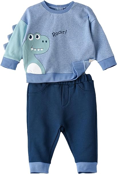 Elegant Kids Long Sleeve T-Shirt and Pyjama Set - Dino - Laadlee