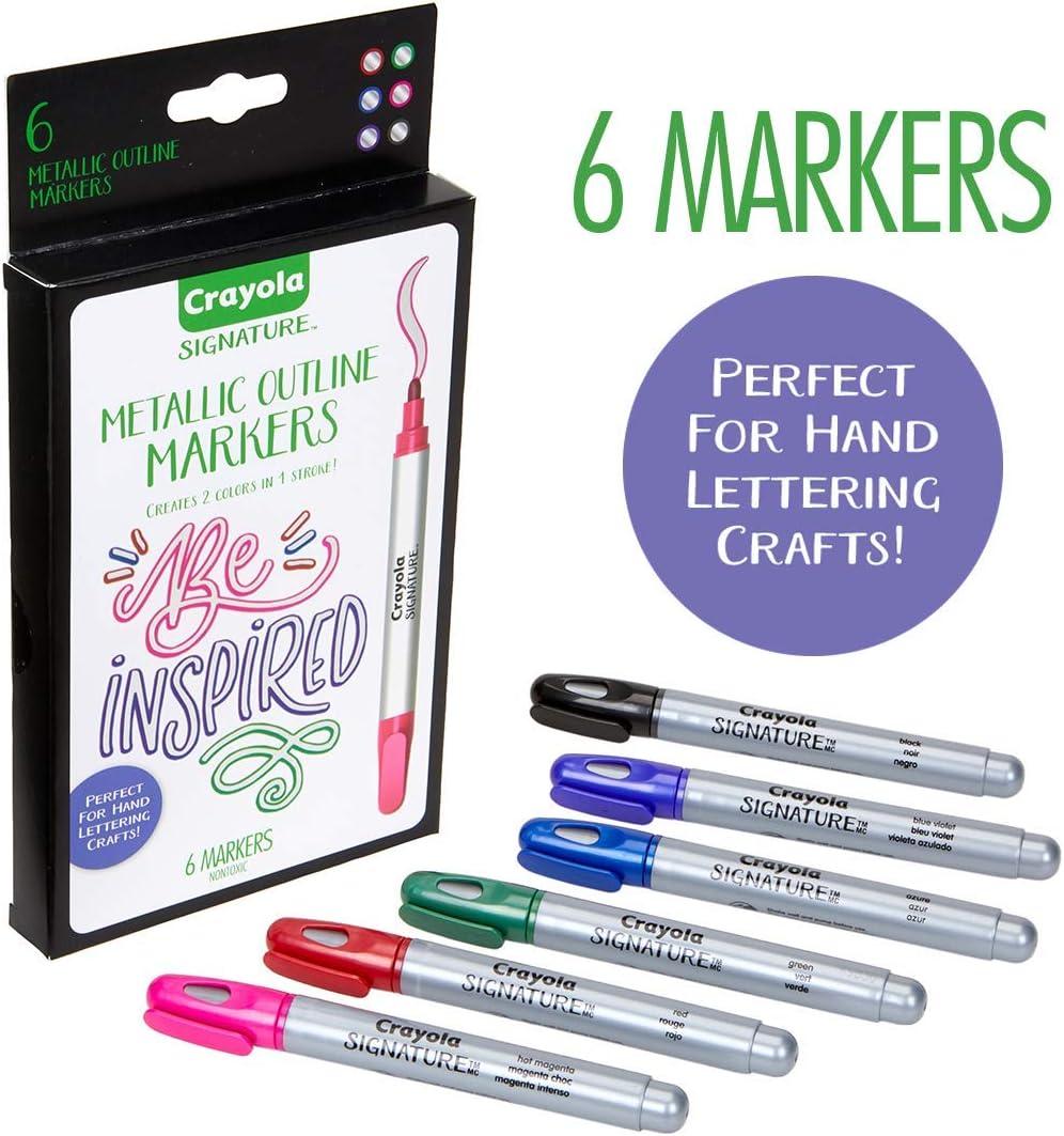 Crayola Signature Metallic Outline Paint Markers - Pack of 6