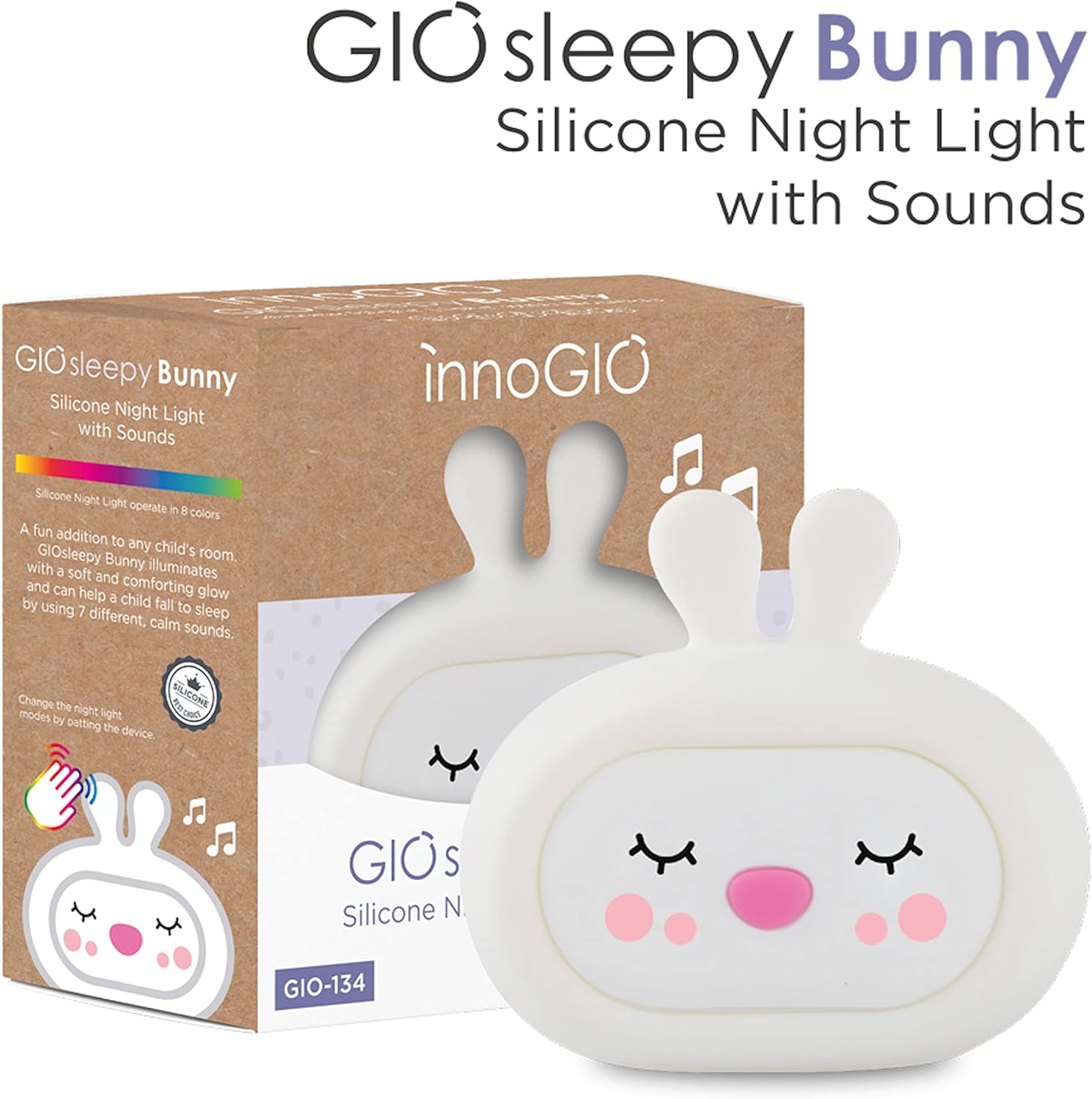 InnoGio - Gio Sleepy Bunny Silicone Night Light with Sounds - Laadlee