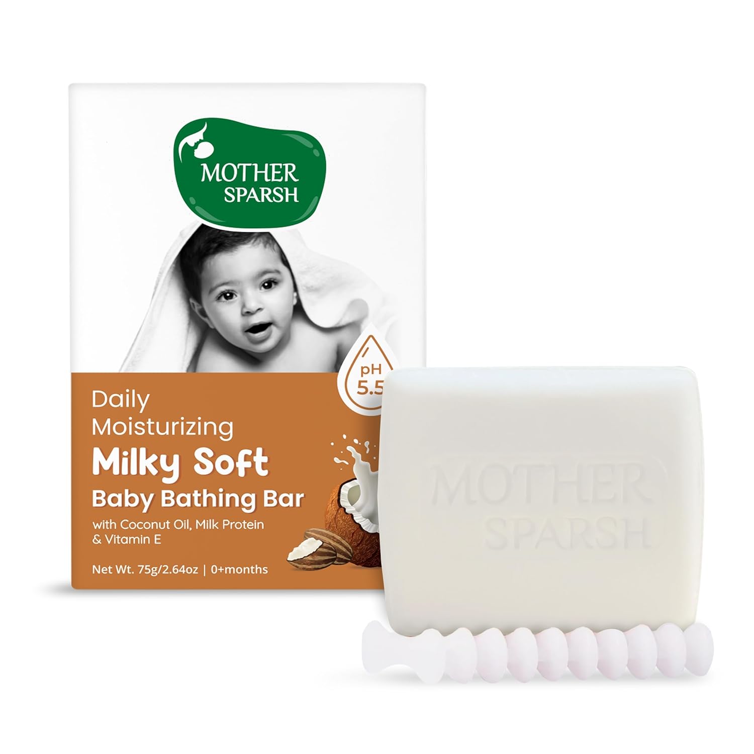 Mother Sparsh Milky Soft Baby Bathing Bar - 75gm - Laadlee