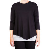 Mama Basic Double Layer Maternity & Nursing Top - Black and Grey - Laadlee