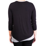 Mama Basic Double Layer Maternity & Nursing Top - Black and Grey - Laadlee