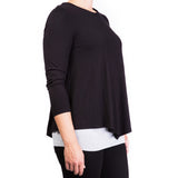 Mama Basic Double Layer Maternity & Nursing Top - Black and Grey - Laadlee
