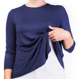 Mama Basic Double Layer Maternity & Nursing Top - Navy and Cream - Laadlee