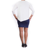 Mama Basic Double Layer Maternity & Nursing Dress - Cream and Navy - Laadlee