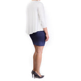 Mama Basic Double Layer Maternity & Nursing Dress - Cream and Navy - Laadlee