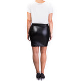 Mama Basic Eco Leather Skirt Nursing Dress - Black and White - Laadlee
