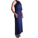 Mama Basic Double Layer Long Maternity & Nursing Dress - Navy - Laadlee