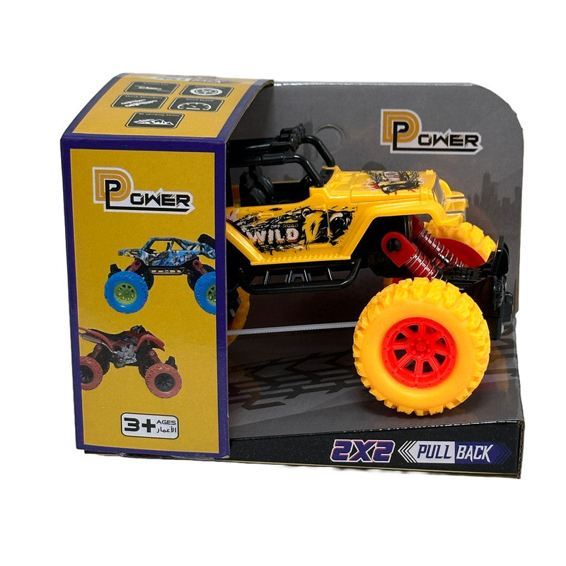 D-Power Pullback Stunt Off-Roader - Yellow - Laadlee