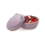 Melii Silicone Bowl With Lid 350ml - Purple Cat - Laadlee