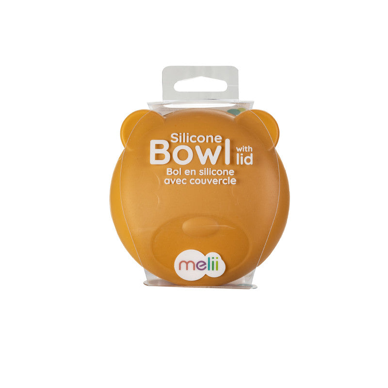 Melii Silicone Bowl With Lid 350ml - Brown Bear - Laadlee