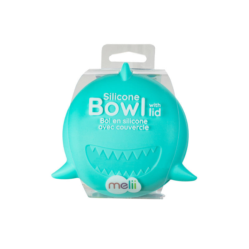 Melii Silicone Bowl With Lid 350ml - Turquoise Shark - Laadlee