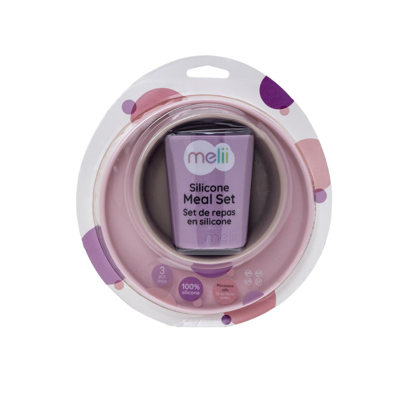 Melii Silicone 3pc Meal Set - Purple - Laadlee
