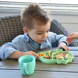 Melii Divided Silicone Suction Plate - Green Dinosaur - Laadlee