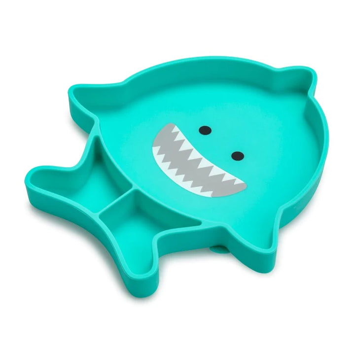 Melii Divided Silicone Suction Plate - Turquoise Shark - Laadlee