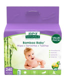 Aleva Naturals Bamboo Baby Wipes Club Pack - 240ct - Laadlee