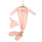 Anvi Baby Knotted Gown & Beanie Set - That's Peachy