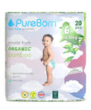 PureBorn Organic Bamboo Ultra Soft (16 - 20 kg) Nappies Size 6 Assorted Print - 20 Pcs