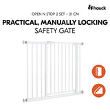 Hauck Open N Stop? 2 Set Safety Gates 96-101cm + 21cm - White
