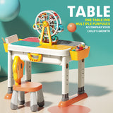 Feelo 3-In-1 Multifunctional Building Block Table & Chair Set - 55pcs