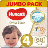 Huggies Extra Care - Size 4, 8 -14kg, Jumbo Pack - 68pcs