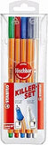 Stabilo Fineliner Erasable + 1 Colorkilla Pen Point 88 - Pack of 4