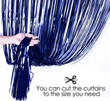 Brain Giggles Blue Metallic Foil Fringe Curtain 6Ft x 3Ft (Pack of 2)