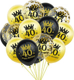 Brain Giggles 40th Birthday Black and Gold Balloons Set – 15Pcs