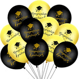 Brain Giggles Graduation Latex Balloons - Gold and Black (Pack of 12)