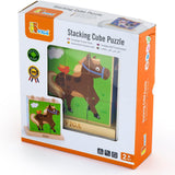 Viga Stacking Cube Puzzle - Farm Animals