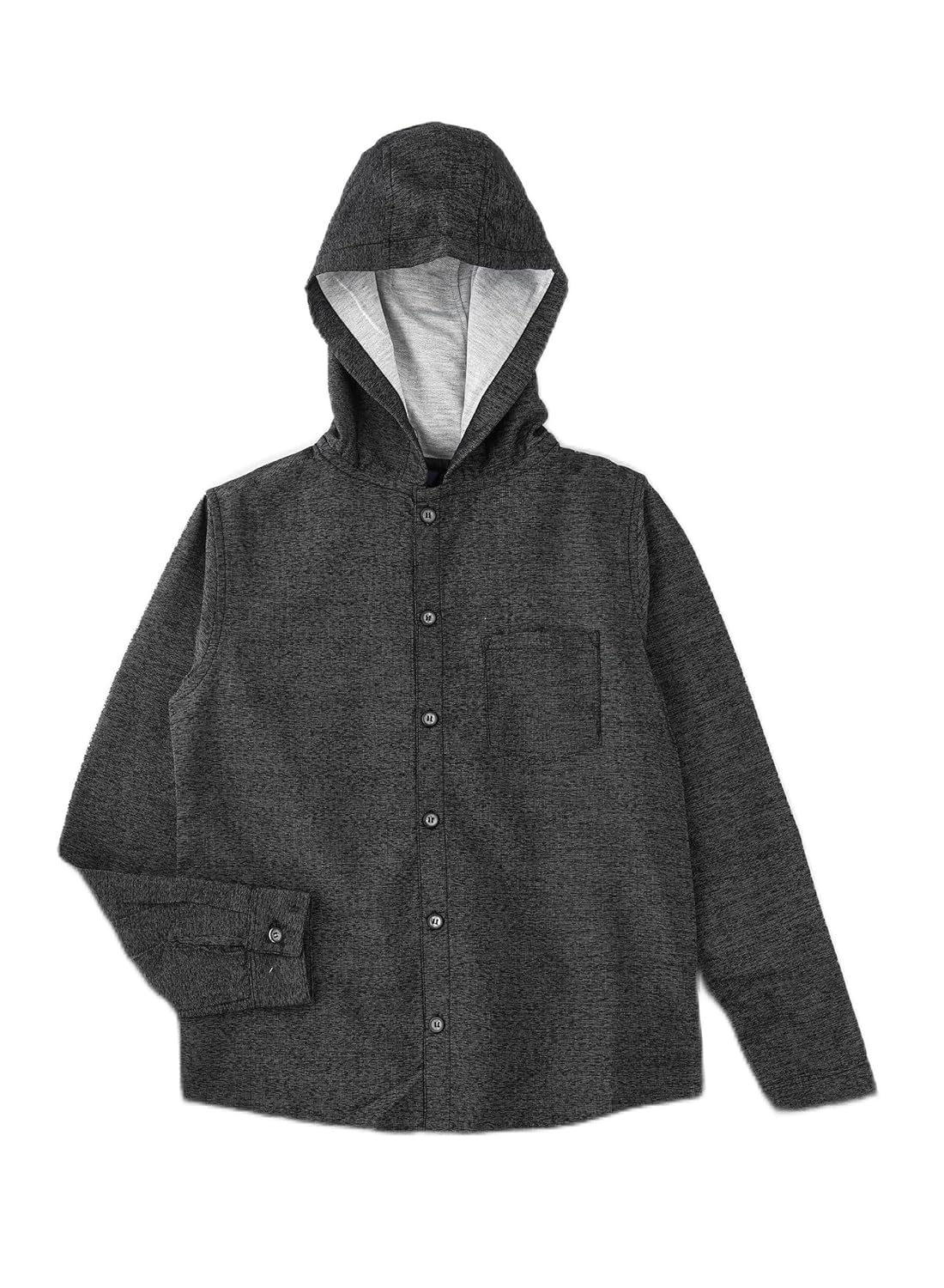 Jam Woven Denim Shirt With Hoodie - Charcoal Grey - Laadlee