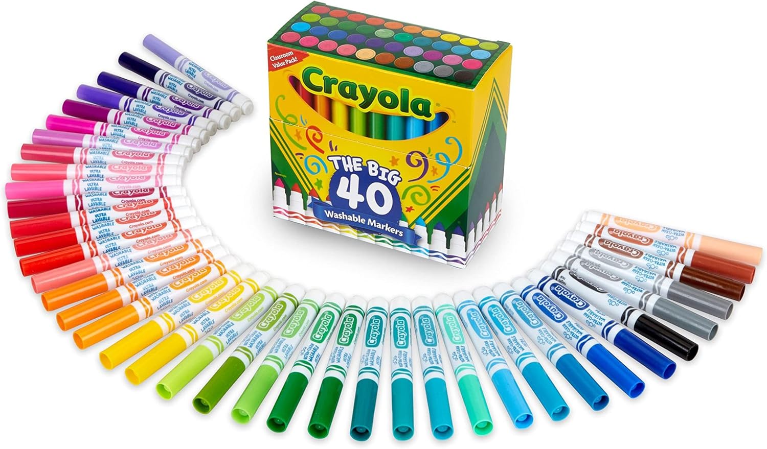 Crayola Ultra-Clean Washable Broad Line Markers - Pack of 40 - Laadlee