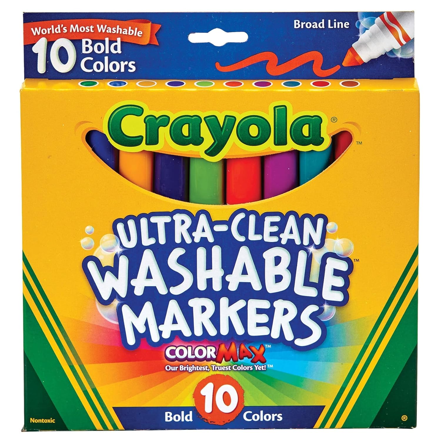 Crayola Ultra Clean Washable Bold Broad Line Markers - Pack of 10 - Laadlee