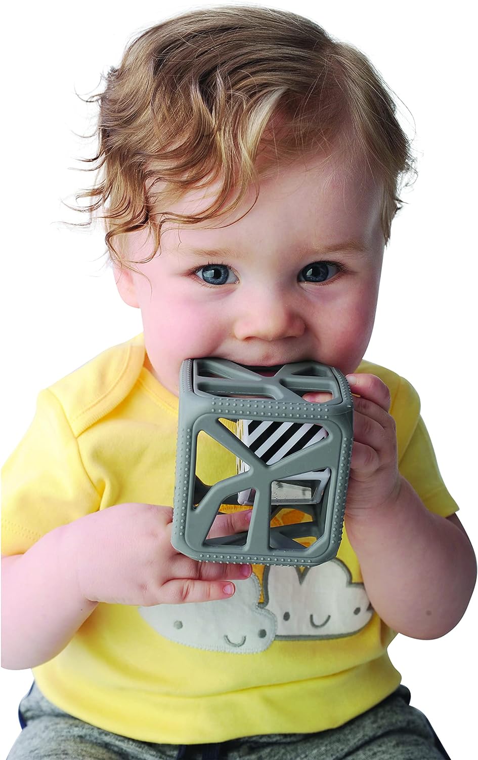 Malarkey Kids Chew Cube Easy Grip Teether Rattle - Grey - Laadlee