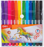 Deli Felt Pen 12 Colors Assorted EC10003