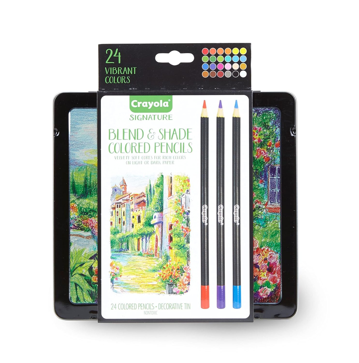 Crayola Signature Blend and Shade Colored Pencils with Tin - Pack of 24 - Laadlee