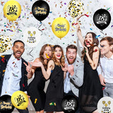 Brain Giggles 18th Happy Birthday Black White & Gold Balloons Set – 12Pcs