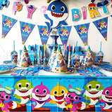 Brain Giggles Baby Shark Disposable Tableware Set for 10 Kids –136 Pcs