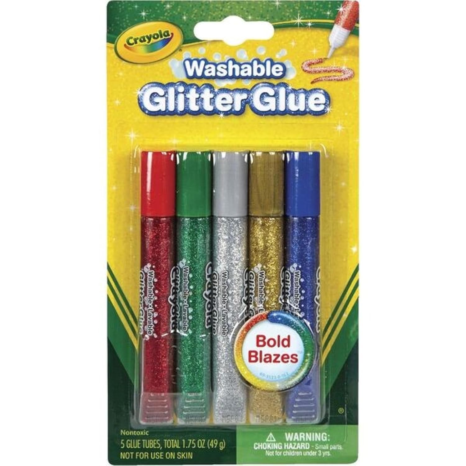 Crayola Washable Bold Blazes Glitter Glue - Pack of 5 - Laadlee