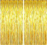Brain Giggles Gold Metallic Foil Fringe Curtain 6Ft x 3Ft (Pack of 2)