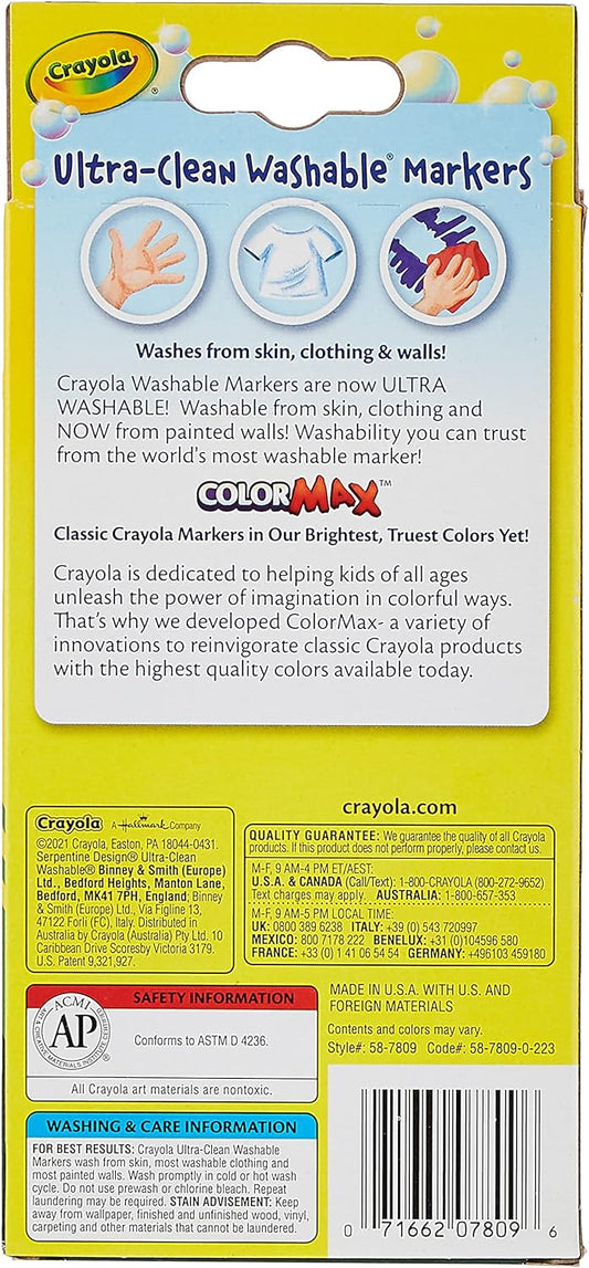 Crayola Ultra-Clean Washable Classic Fine Line Markers - Pack of 8