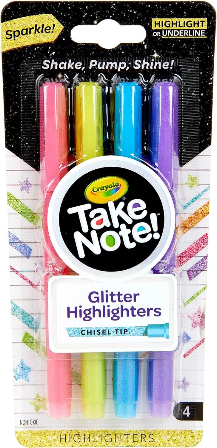 Crayola Take Note Glitter Highlighters - Pack of 4 - Laadlee