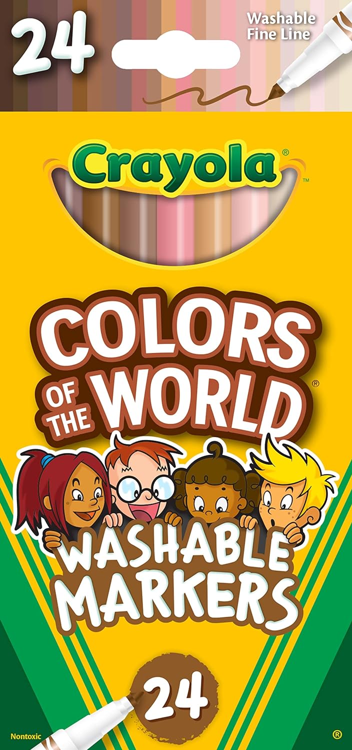 Crayola Fine Line Washable Skin Tone Markers - Pack of 24 - Laadlee