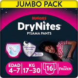 Huggies DryNites Pyjama Pants, 4-7Y, Bed Wetting Diaper, Girls, 17-30kg, Jumbo Pack - 16pcs