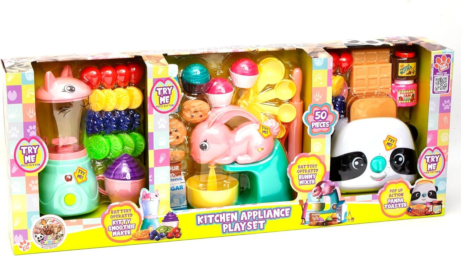 Zoo Troop Kitchen Appliance Playset (Kitty Blender, Bunny Mixer & Toaster) - Laadlee