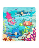 Viga Wooden Knob Puzzle - Sea Animals