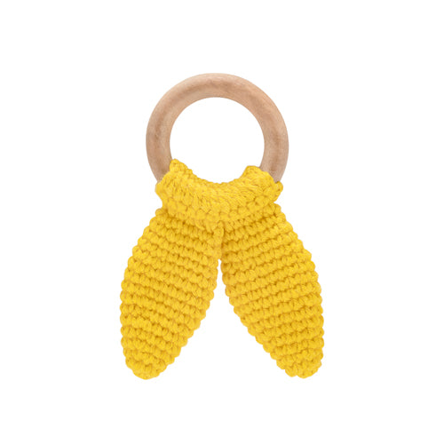 Babyjem Amigurumi Wooden Ring Teether - Yellow - Laadlee