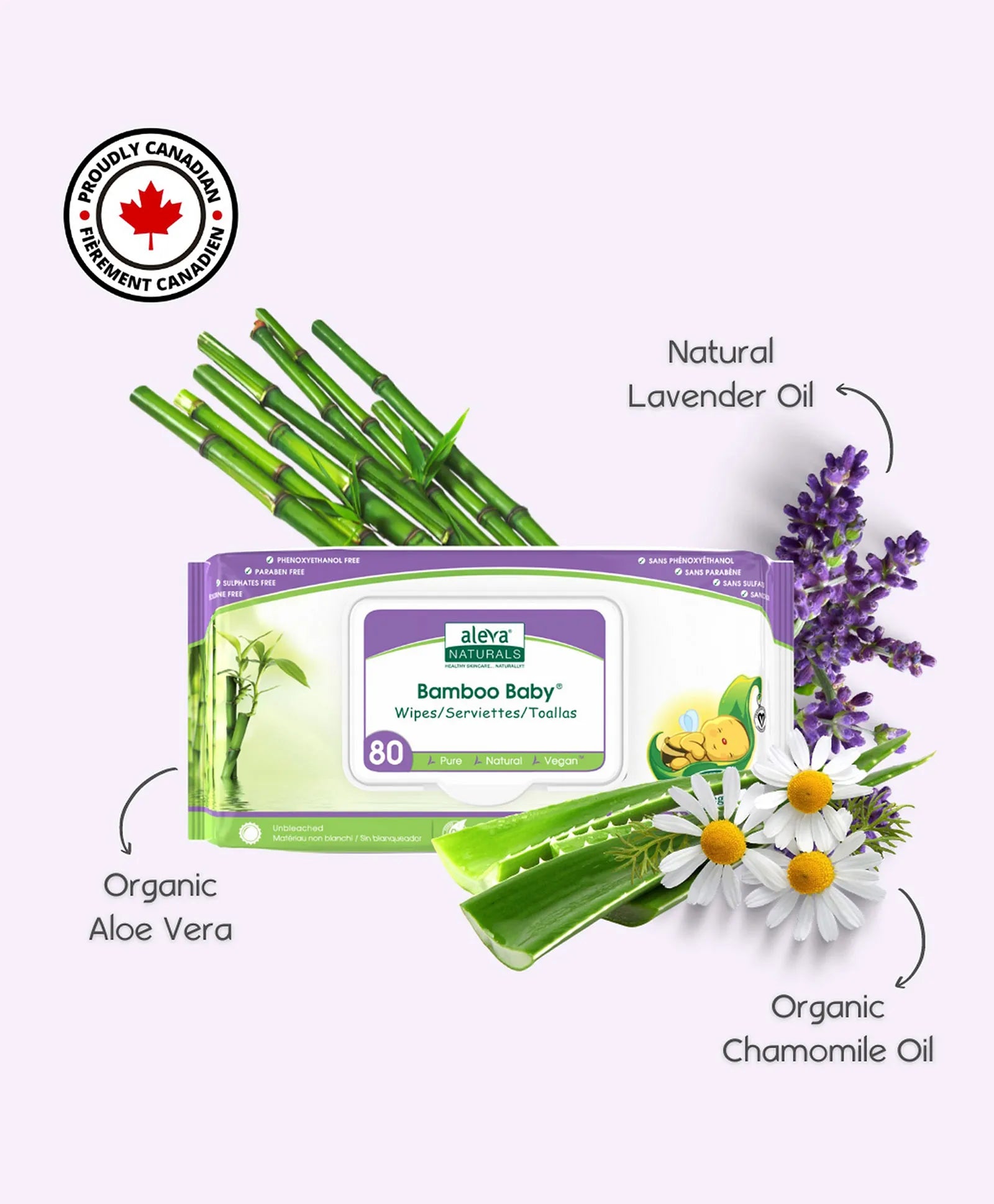 Aleva Naturals Bamboo Baby Wipes - 80ct - Laadlee